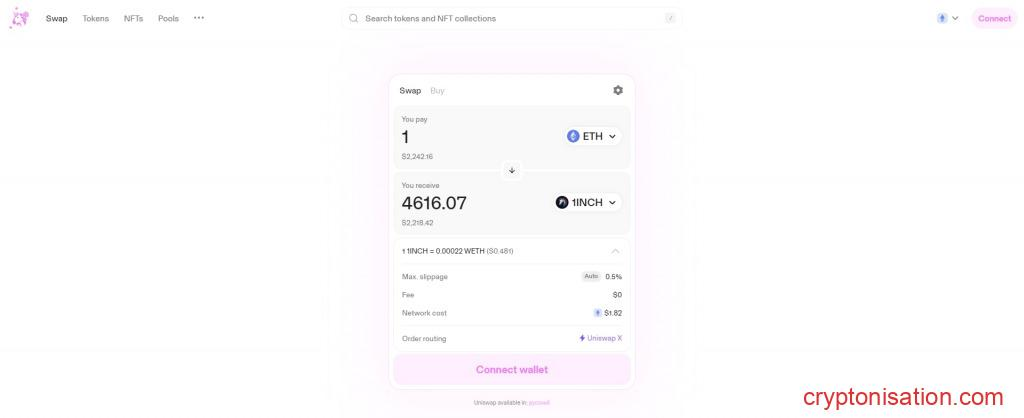 Пример торгового терминала Uniswap v3