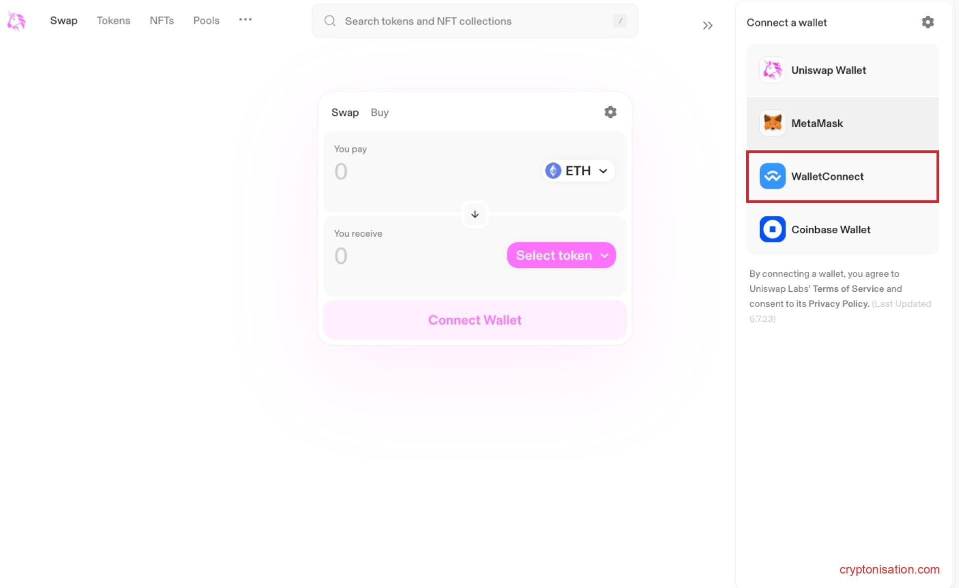 Cписок доступных для подключения кошельков