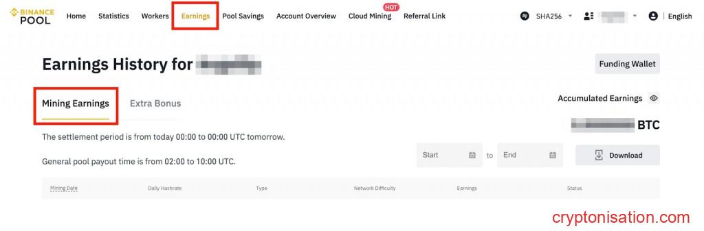 Раздел Earnings