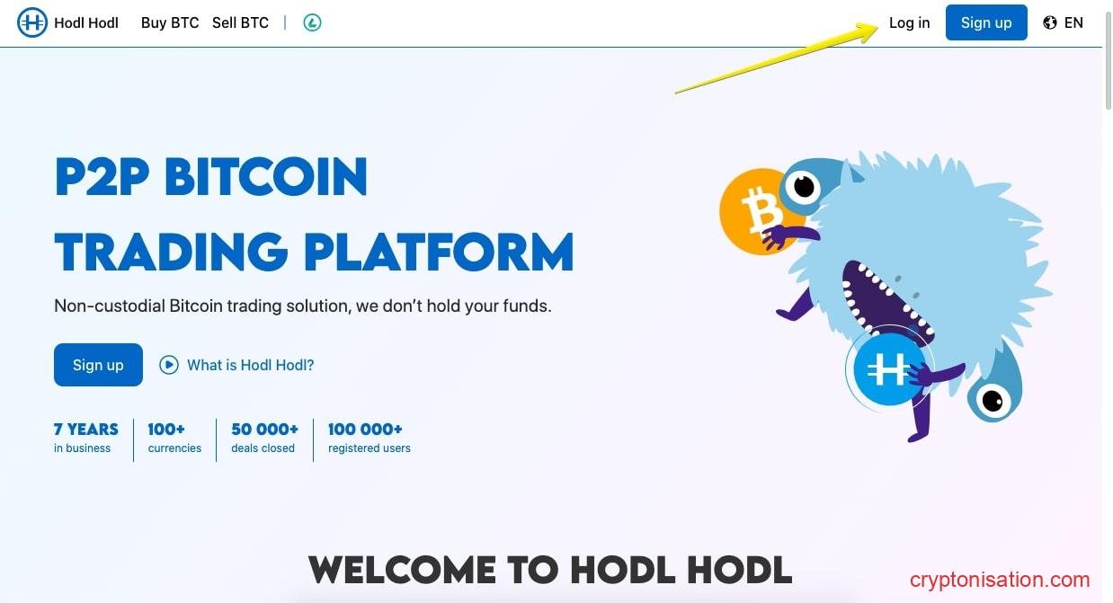 La página de inicio de de Hodl Hodl