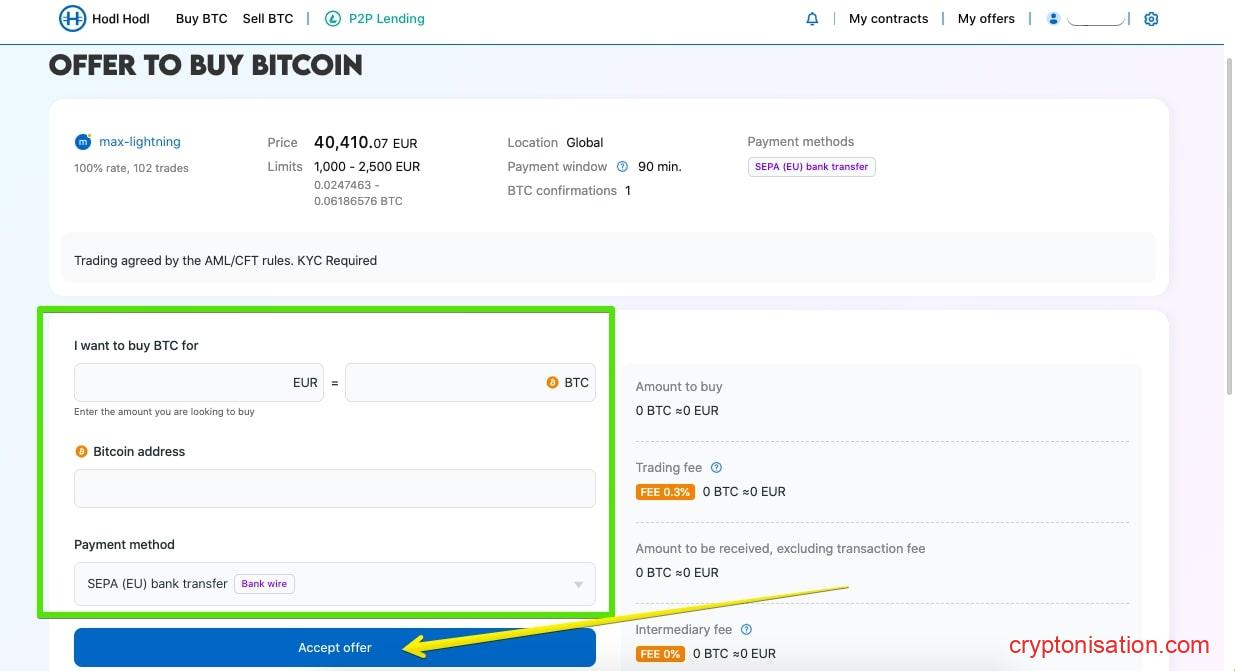 Creando un contrato para comprar Bitcoin