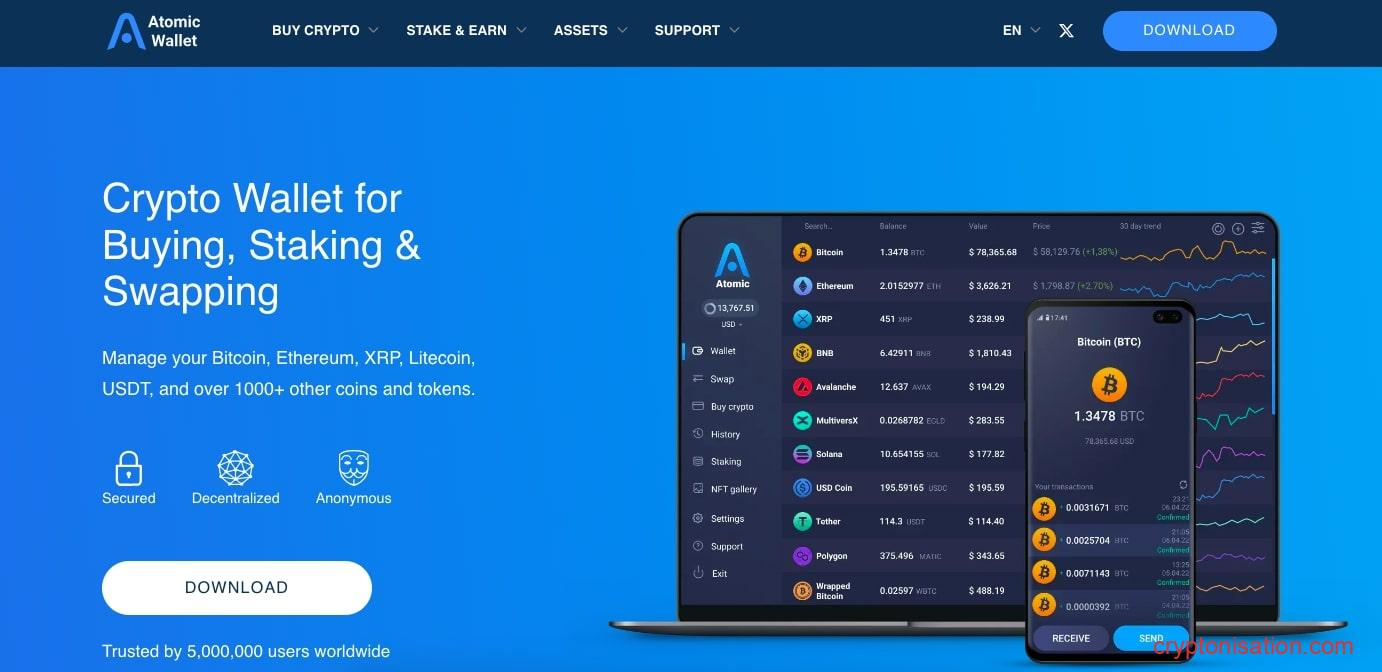 Главная страница Atomic Wallet
