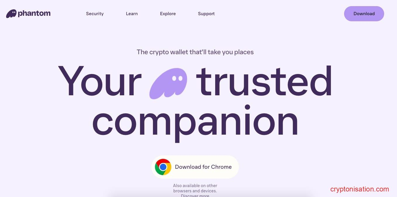 Главная страница Phantom Wallet