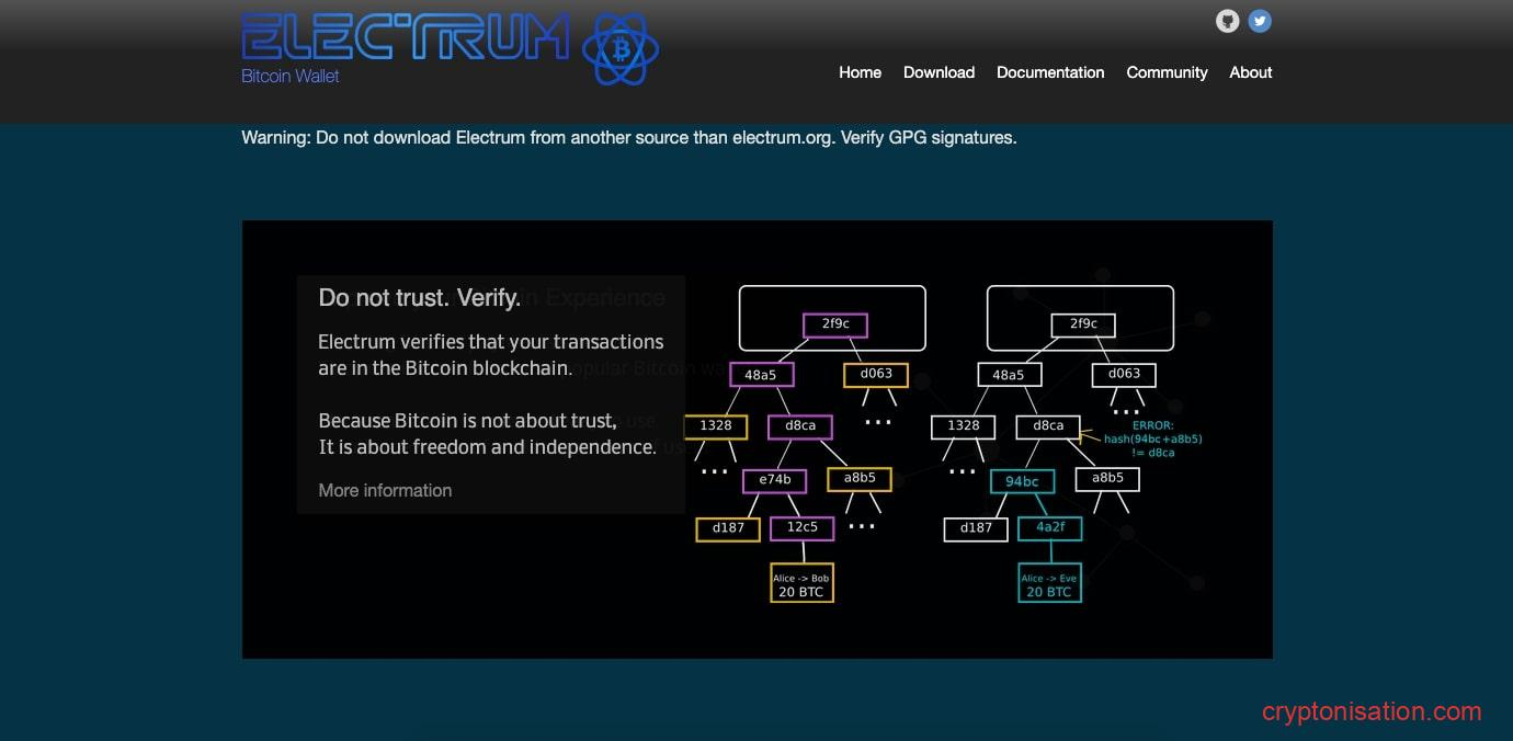 Главная страница Electrum Wallet