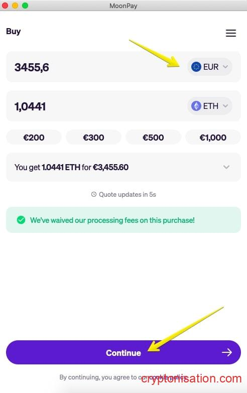 Покупка ETH зе евро