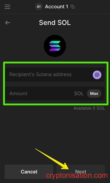 Адрес и сумма к отправке