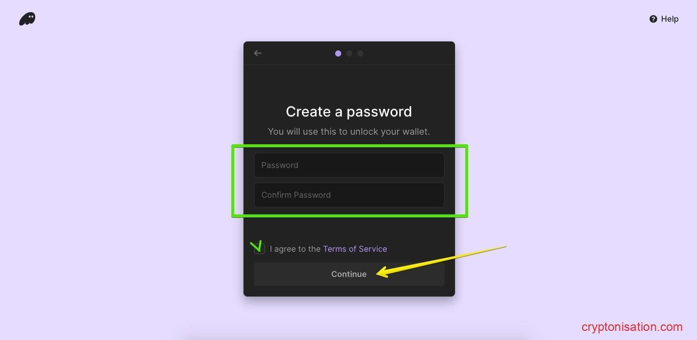 Создание пароля