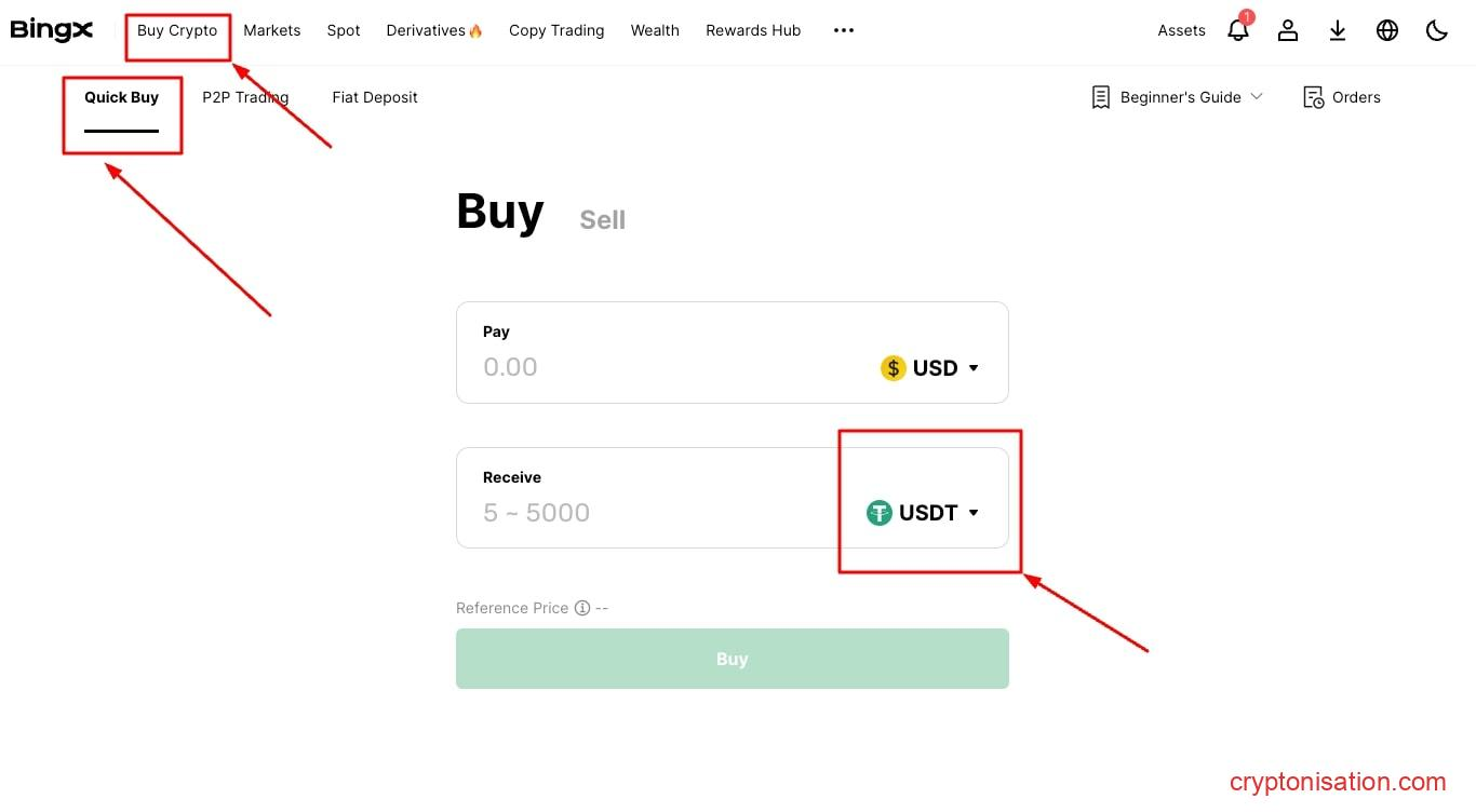 Как пополнить счет на BingX