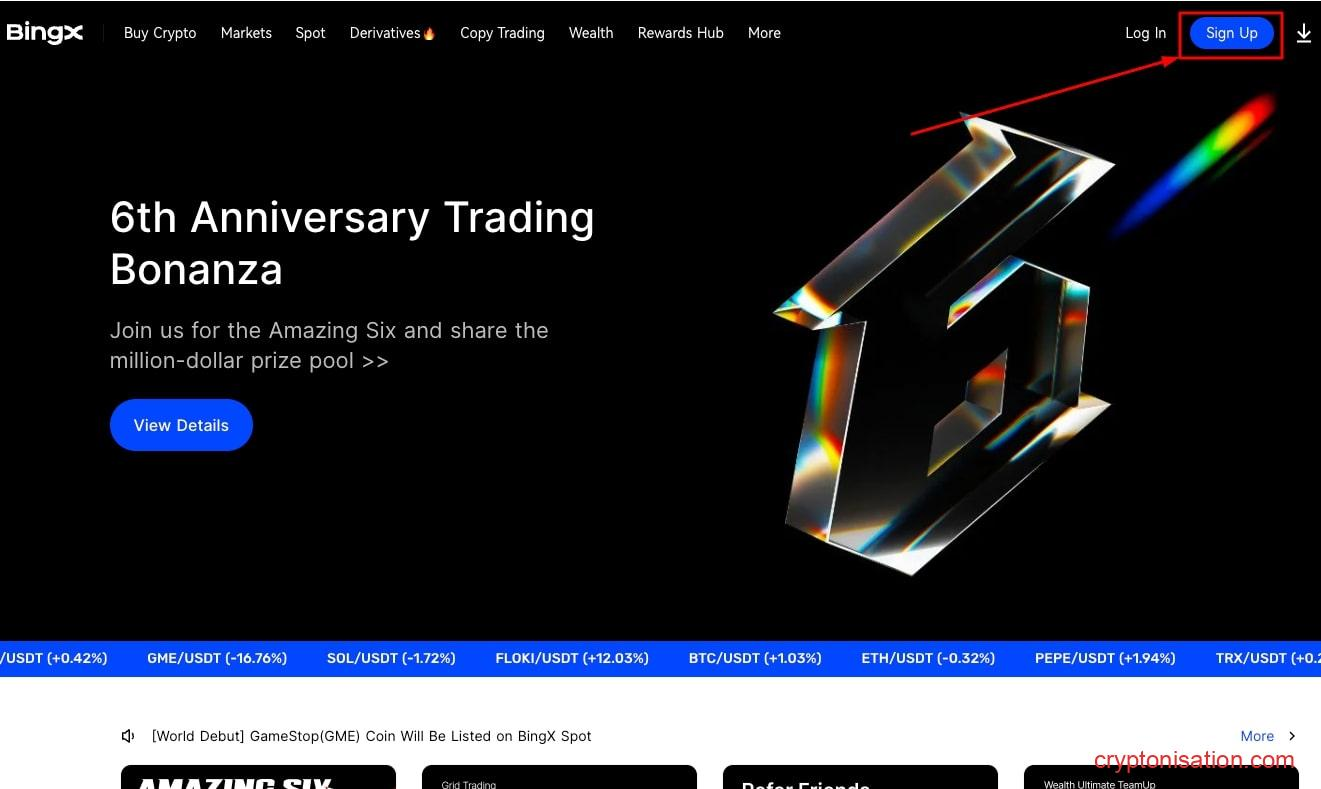 Регистрация на BingX