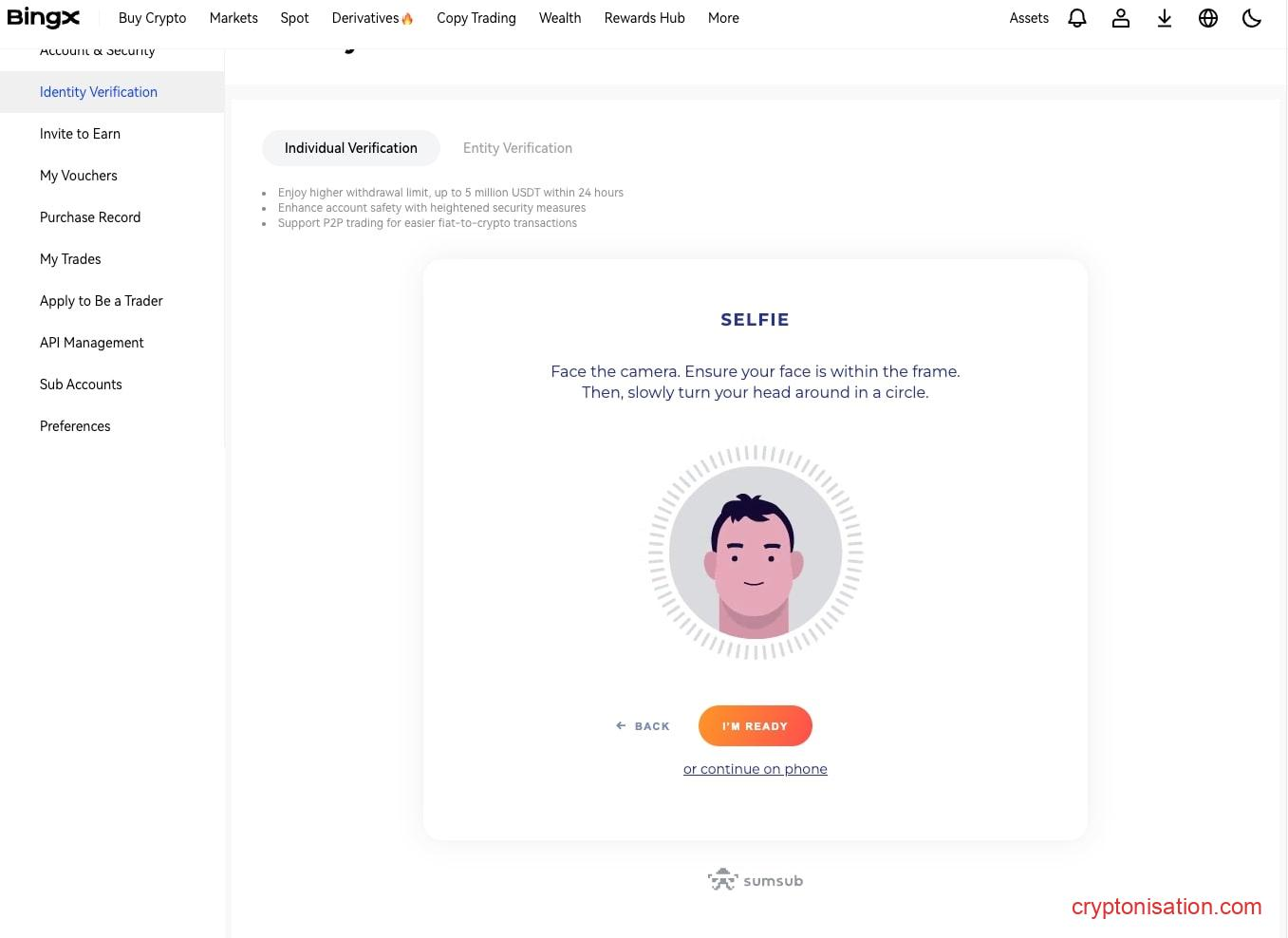 Сверка фото при верификации на BingX