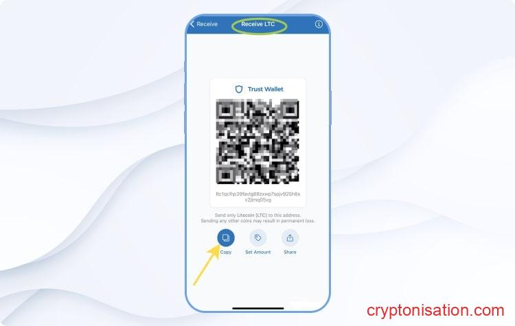 Как вывести Litecoin на Trust Wallet: шаг 2