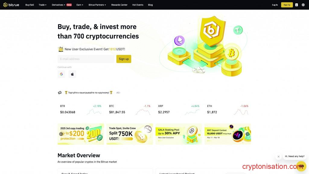 Главная страница биржи Bitrue