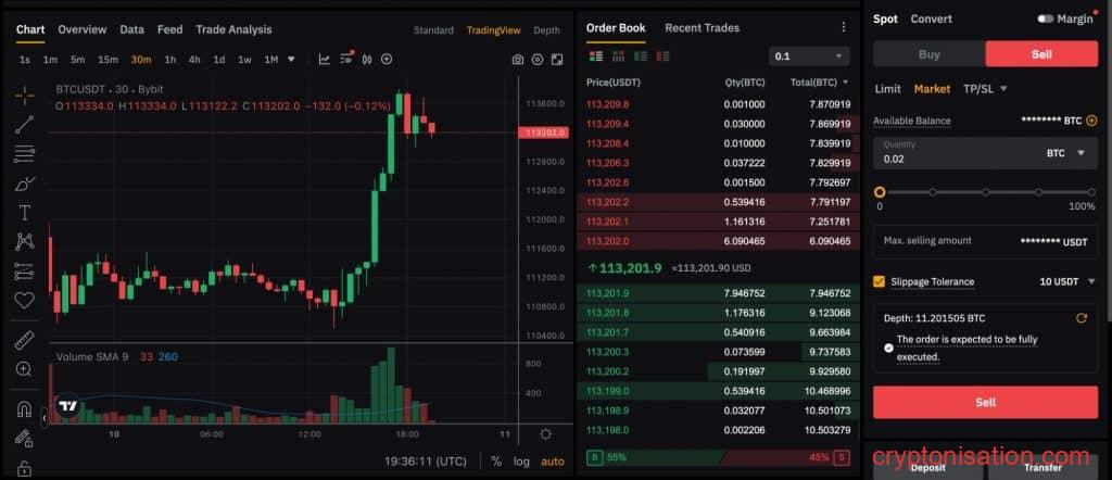 Создание заявки на продажу криптовалюты