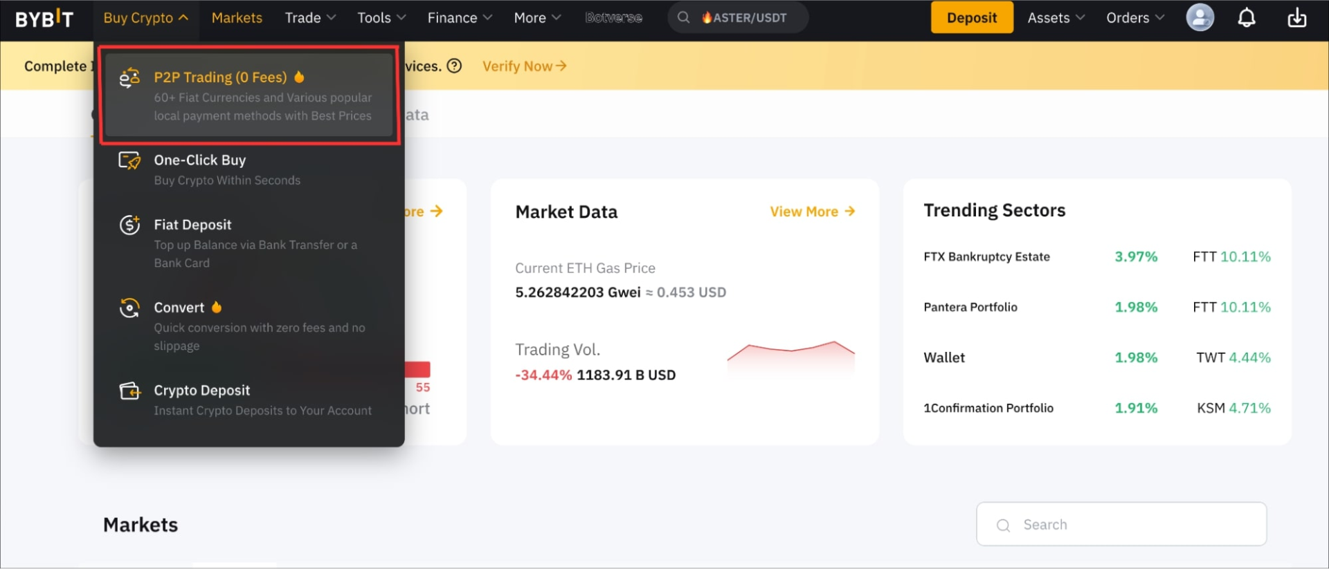 P2P обмен криптовалют на бирже Bybit