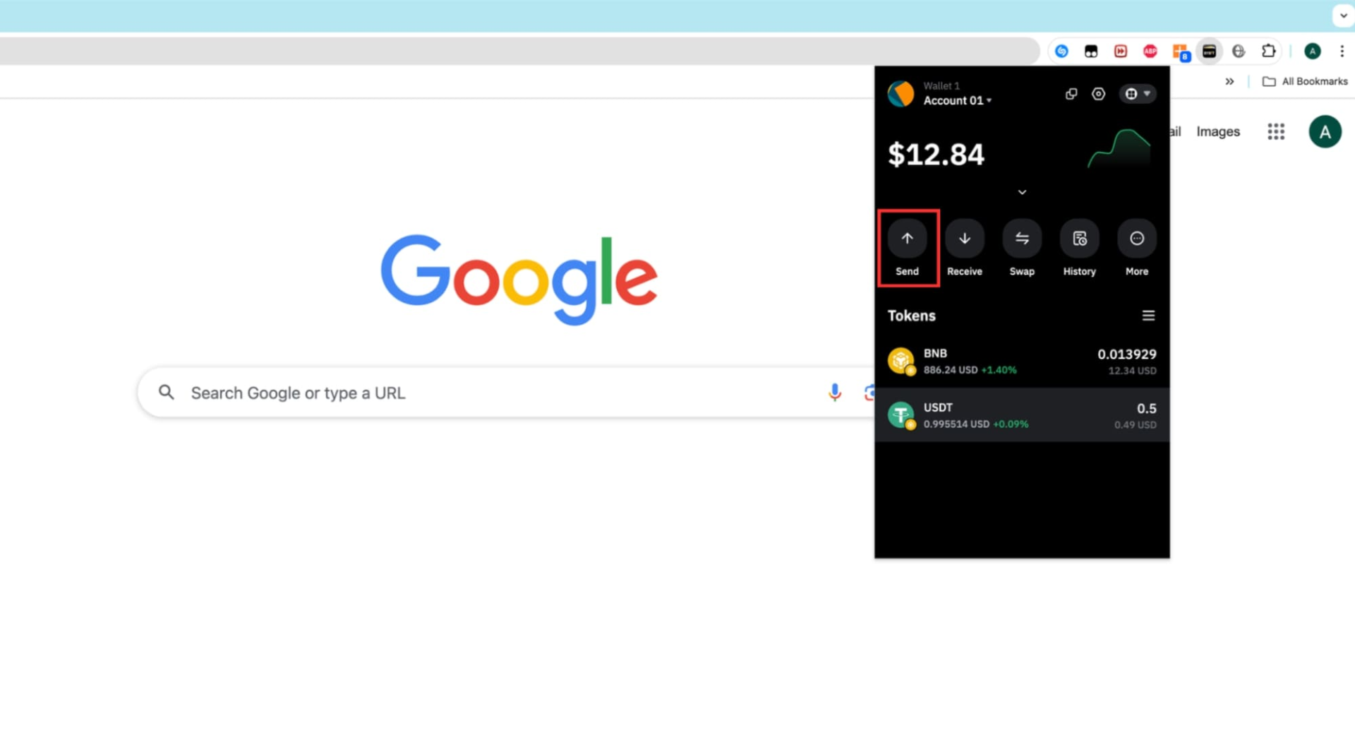 Выбор криптовалюты для отправки