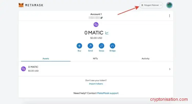 La página principal de MetaMask