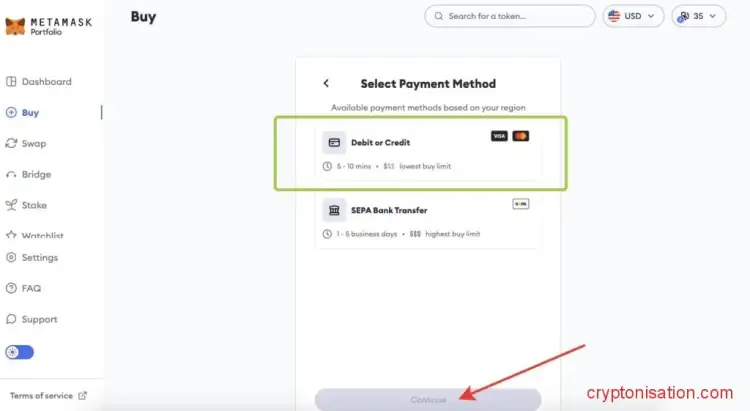 Seleccionar un método de pago