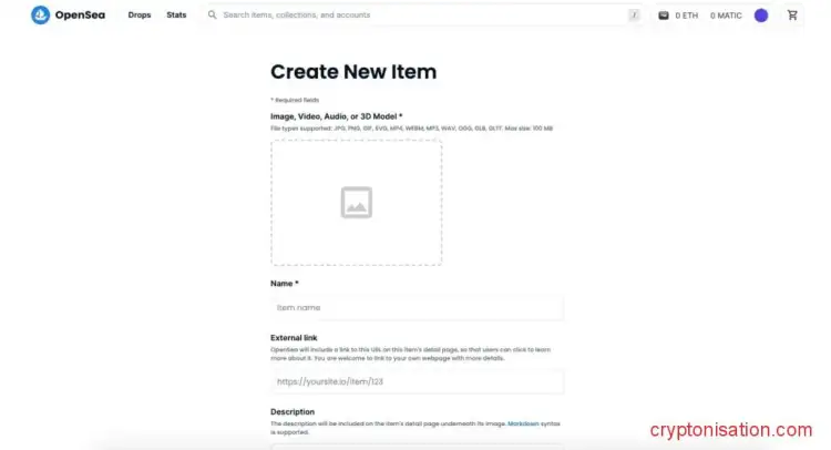 Página para crear NFT