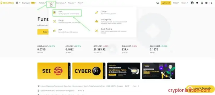 Trading spot en Binance