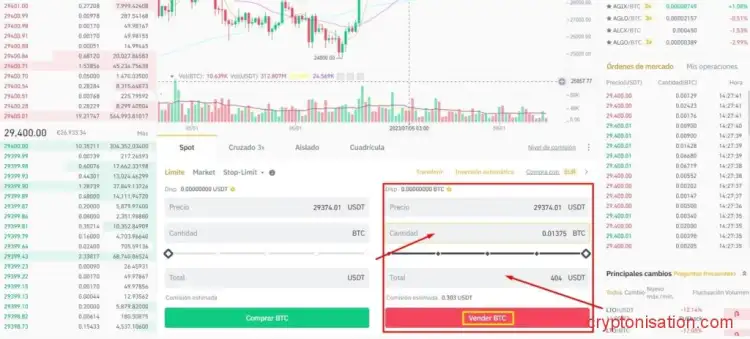 Vender BTC en Binance