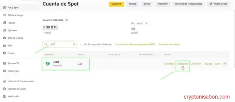 Depósito en USDT