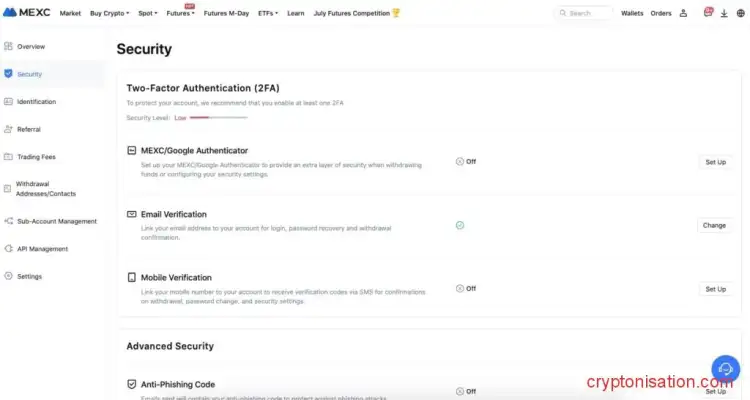 Configuración de seguridad de la cuenta