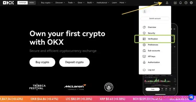 Verificación del usuario en OKX