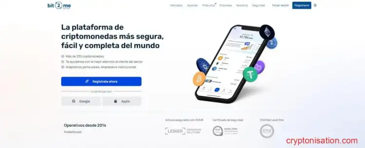 Sitio web de Bit2Me
