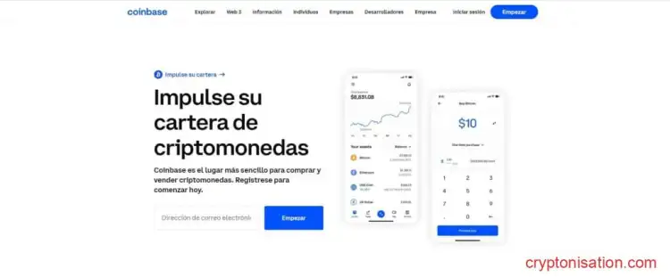 Sitio web de Coinbase
