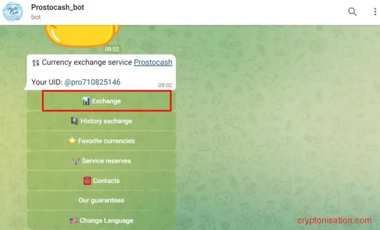 Menu bota Telegram