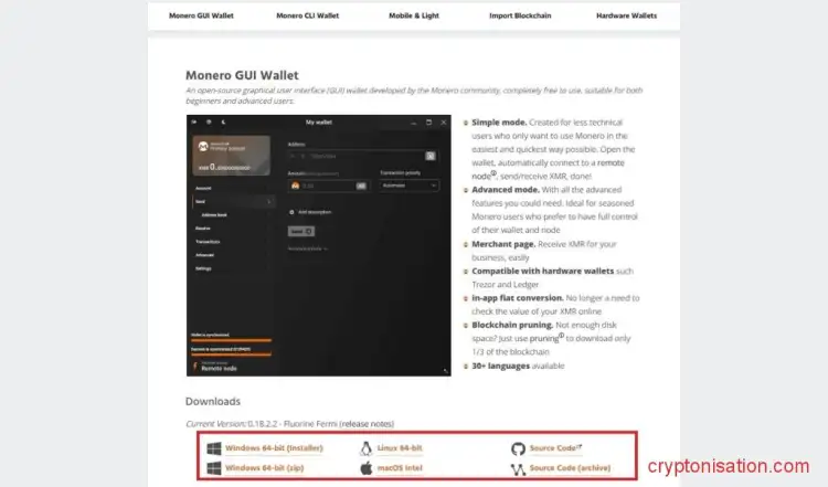 GUI wallet na stronie Downloads