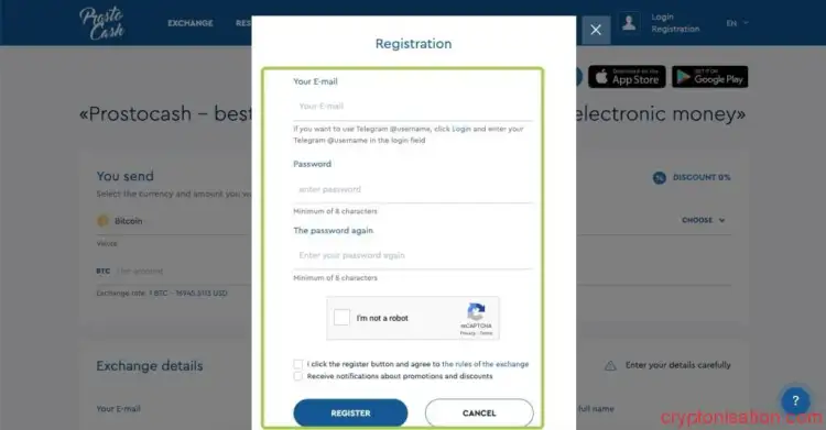 Formularz rejestracyjny Prostovcash