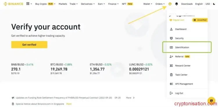 Weryfikacja użytkownika Binance