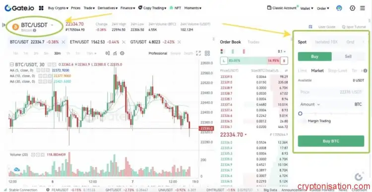 Tworzenie zlecenia zakupu BTC