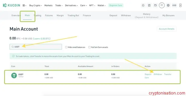 Wypłata USDT z Kucoin