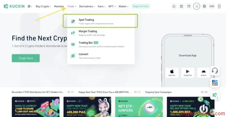 Dostęp do transakcji spot na Kucoin
