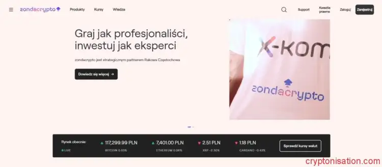 Oficjalna strona giełdy kryptowalut Zondacrypto
