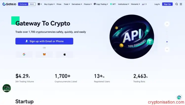 Oficjalna strona giełdy kryptowalut Gate.io