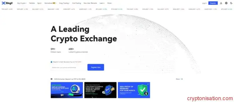 Oficjalna strona giełdy kryptowalut BingX
