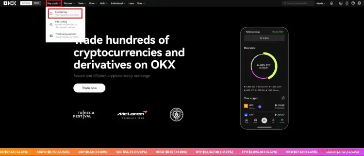 Meniul Buy Crypto