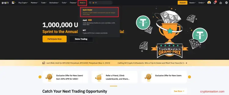 Secțiunea Bybit Wallet