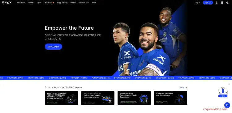 Site-ul oficial al bursei criptografice BingX