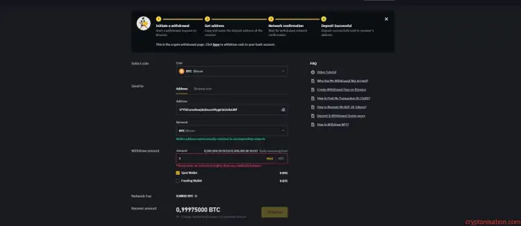 Binance’dan para çekme başvurusu