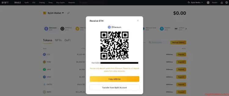 ETH ile Bybit Wallet yükleme