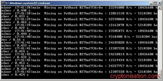 Запуск программы Ethminer