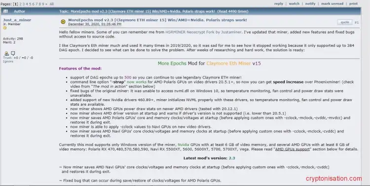 More Epochs mod для Claymore ETH Miner v15 от Just_a_miner