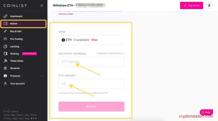 Вывод ETH