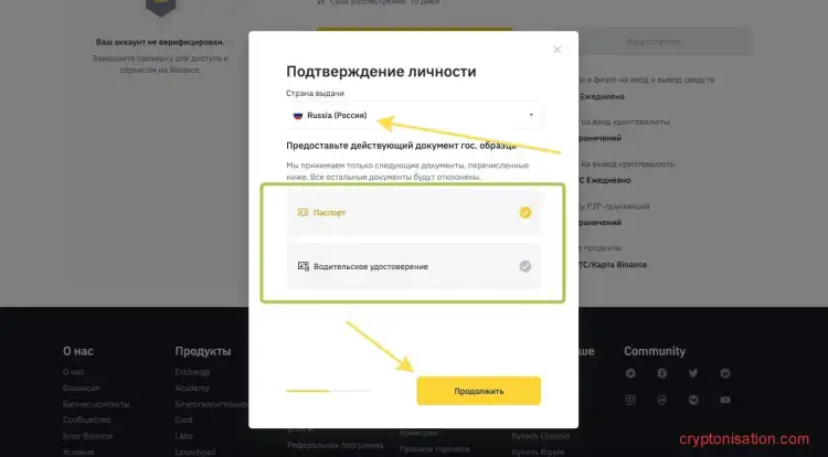 Верификация на Binance для трейдеров из России