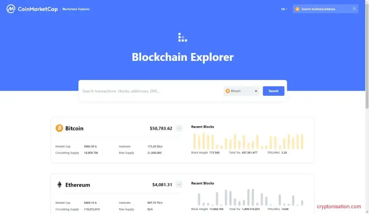 Проводник блокчейна CoinMarketCap