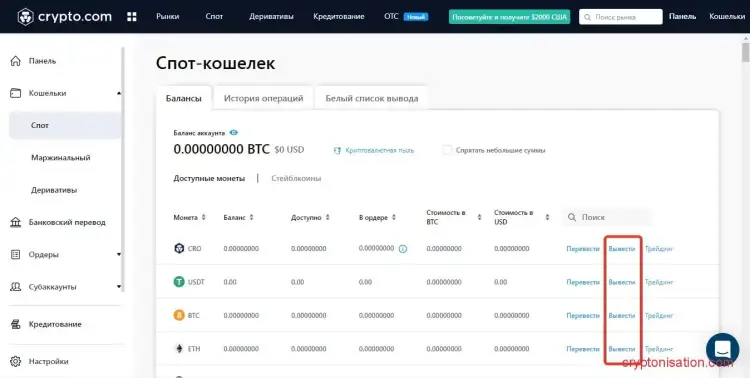 Вывод средств по шагам